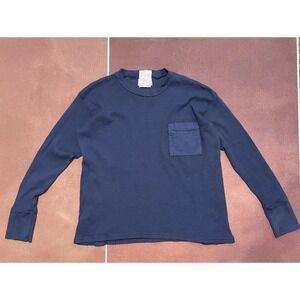 Seeker Los Angeles Waffle Long Sleeve Cotton Hemp Navy Tee Top Size M Cozy Soft
